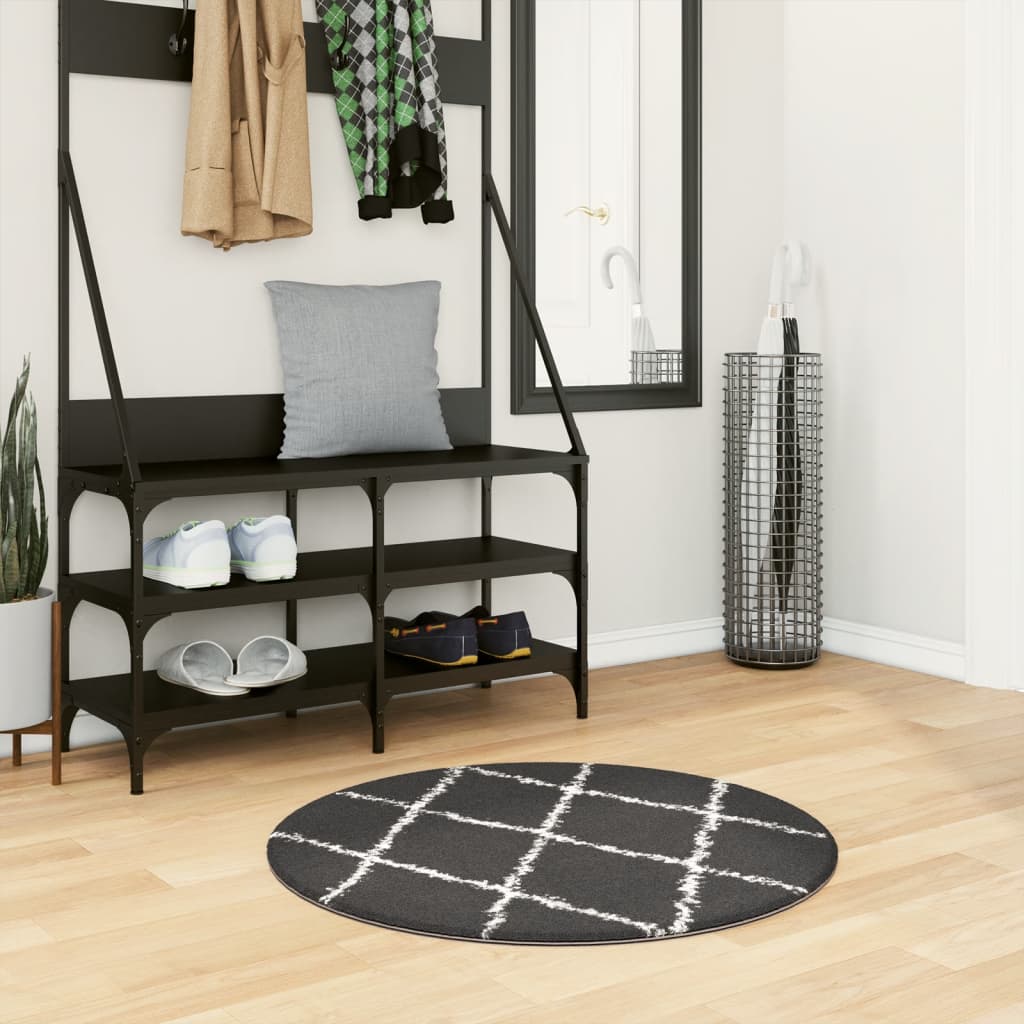 Vidaxl rug Shuggy héije Pile modern Ø 80 cm schwaarz a Crème