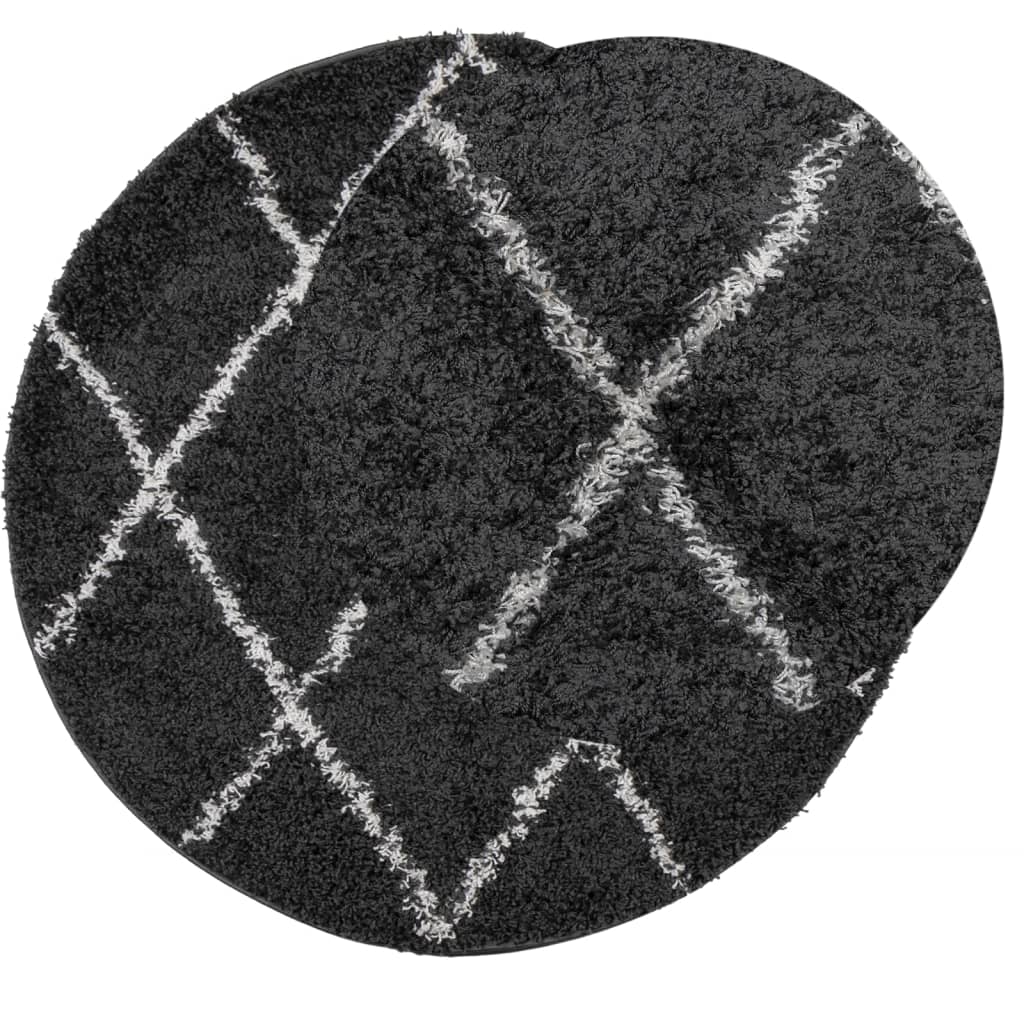 Tapis vidaxl Shaggy High Pile moderne Ø 160 cm noir et crème