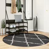 Vidaxl Rug Shaggy High Pile Moderne Ø 160 cm sort og fløde