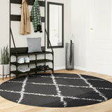 VidaXL tapis pamplona shaggy poils longs ø 200 cm noir et crème
