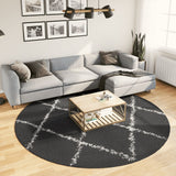 Vidaxl Rug Pamplona Shaggy Sterkt pole Ø 240 cm svart og krem