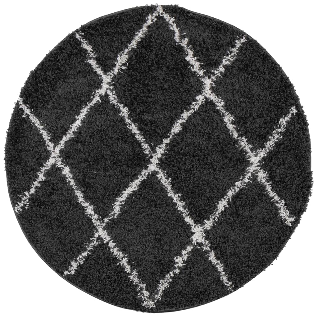 Vidaxx tapis pamplona shaggy poils longs ø 280 cm noir et crème