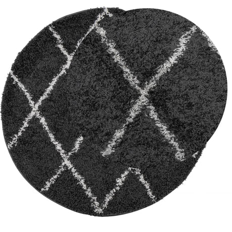 Vidaxx tapis pamplona shaggy poils longs ø 280 cm noir et crème