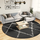 Vidaxl Rug Pamplona Shaggy meget bunke Ø 280 cm sort og fløde