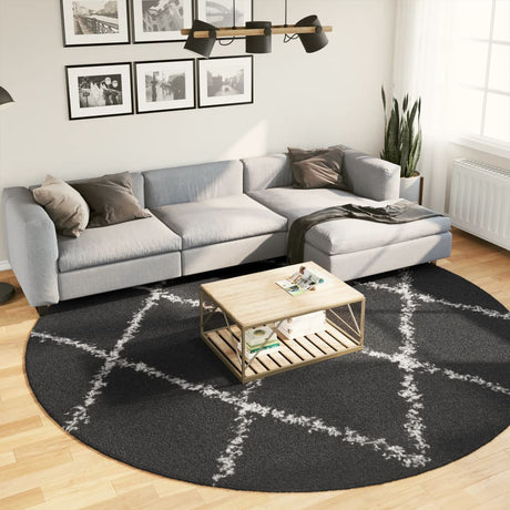 Vidaxx tapis pamplona shaggy poils longs ø 280 cm noir et crème