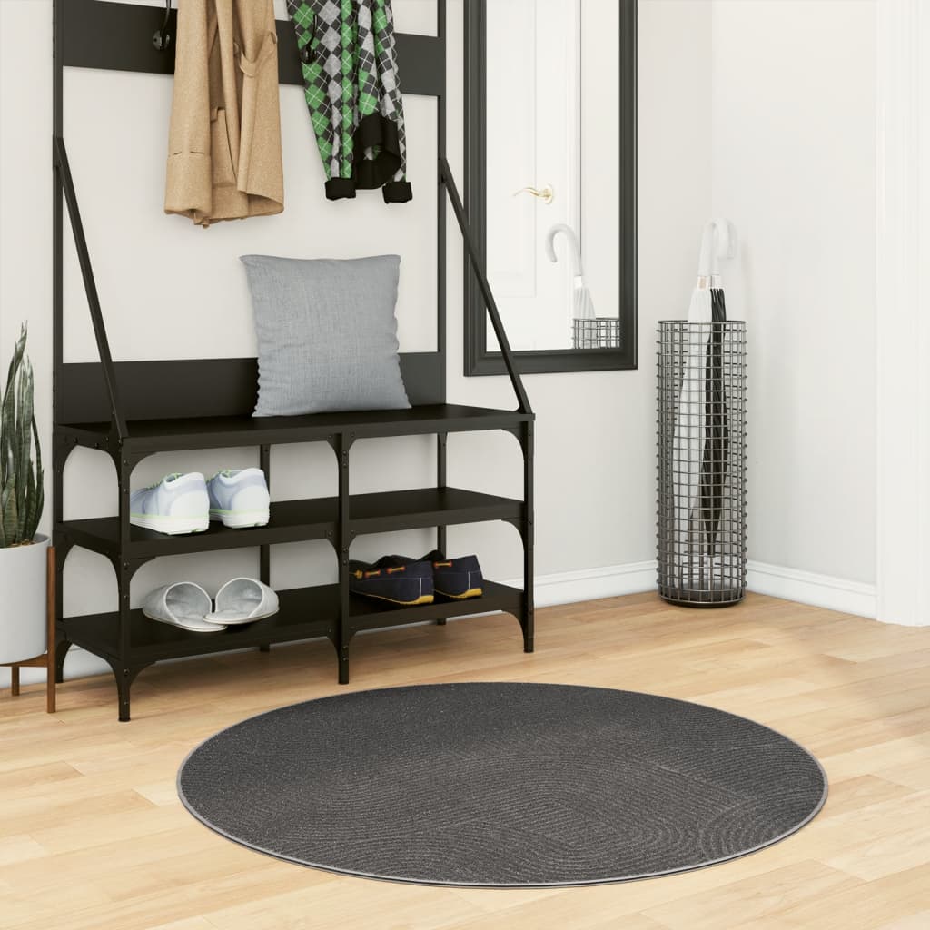 Vidaxl tapis iza poils courts scandinave ø 100 cm anthracite
