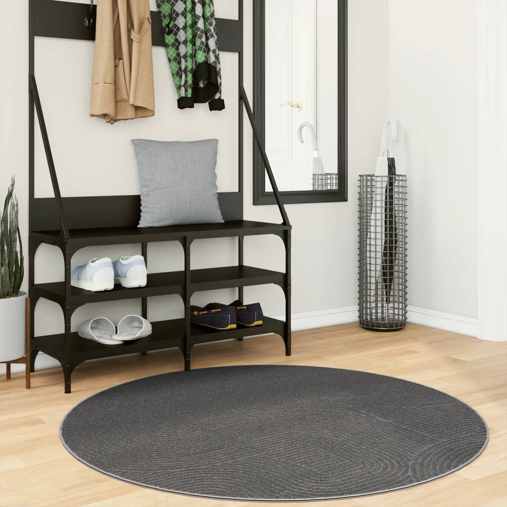 Vidaxl Rug Iza nizko -pile skandinavski Ø 120 cm antracit