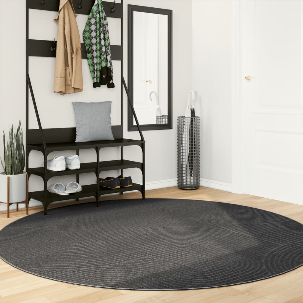 Vidaxl rug IZA Low -pile Scandinavian Ø 200 cm anthracite