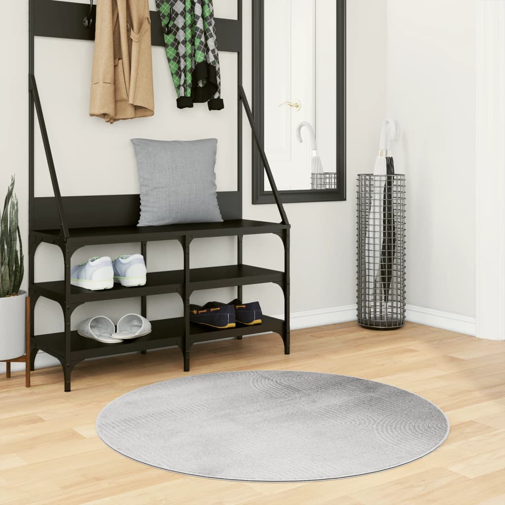 Vidaxl Rug Iza Low -Pile Scandinavian Ø 100 cm grå