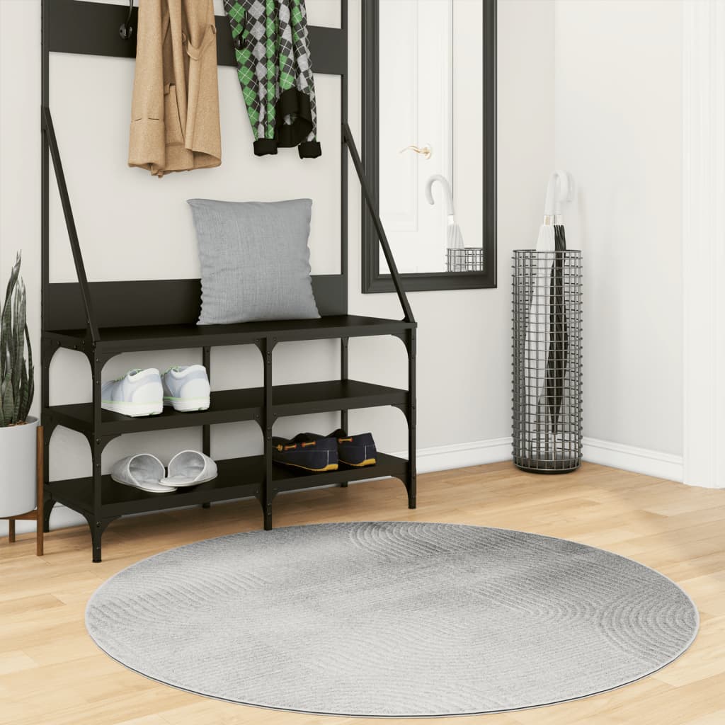 Vidaxl tapis iza poils courts scandinave ø 120 cm gris