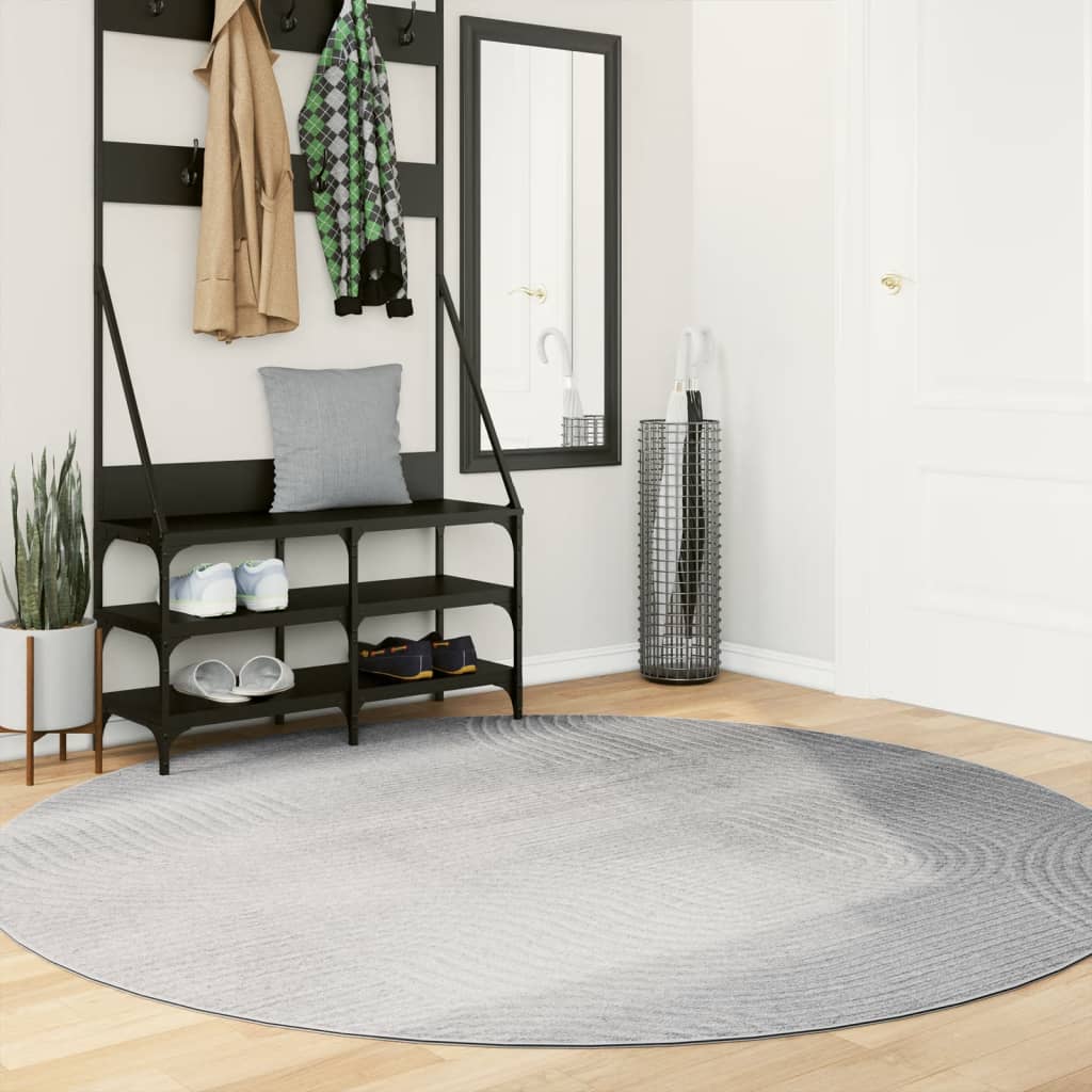 Vidaxl tapis iza poils courts scandinave ø 200 cm gris