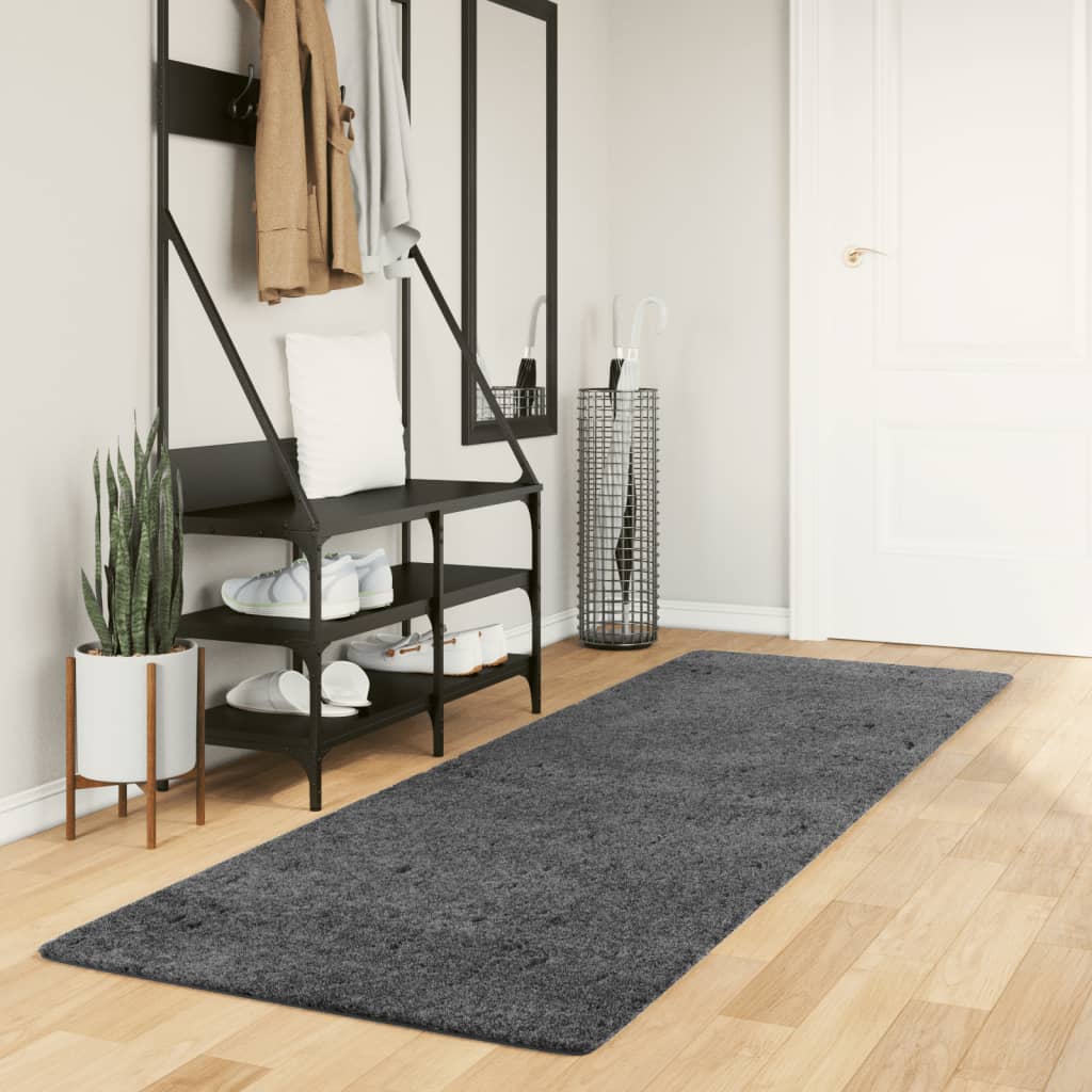 Vidaxl Rug Oviedo Low -Pile 80x250 cm Anthracite -farvet