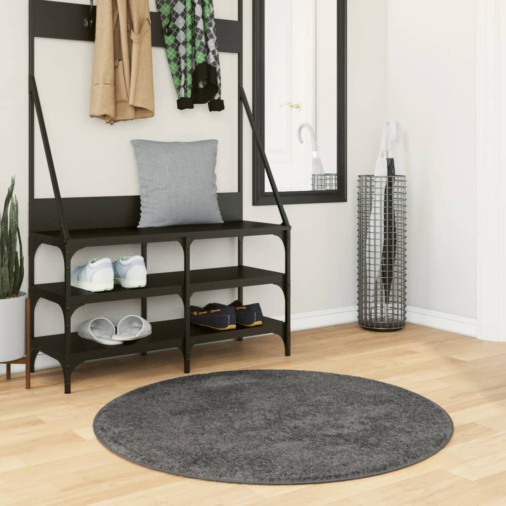 Bidaxl -mattan Oviedo Low -Pile Ø 100 cm Anthracite -färgad