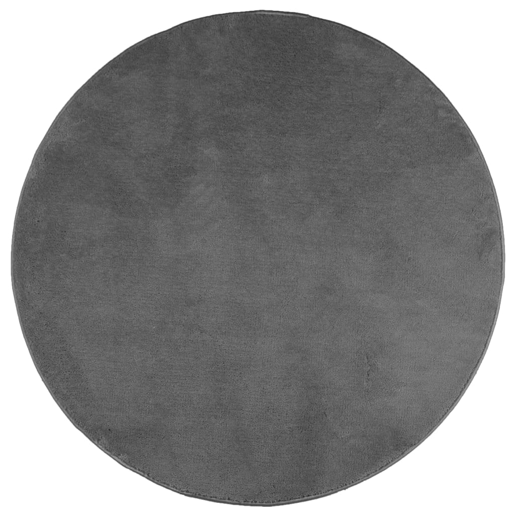 Vidaxl tapis oviedo poils ras ø 160 cm anthracite