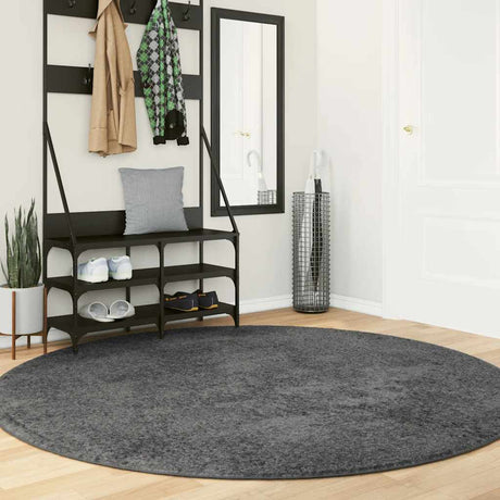 Vidaxl tapis oviedo poils courts ø 200 cm anthracite