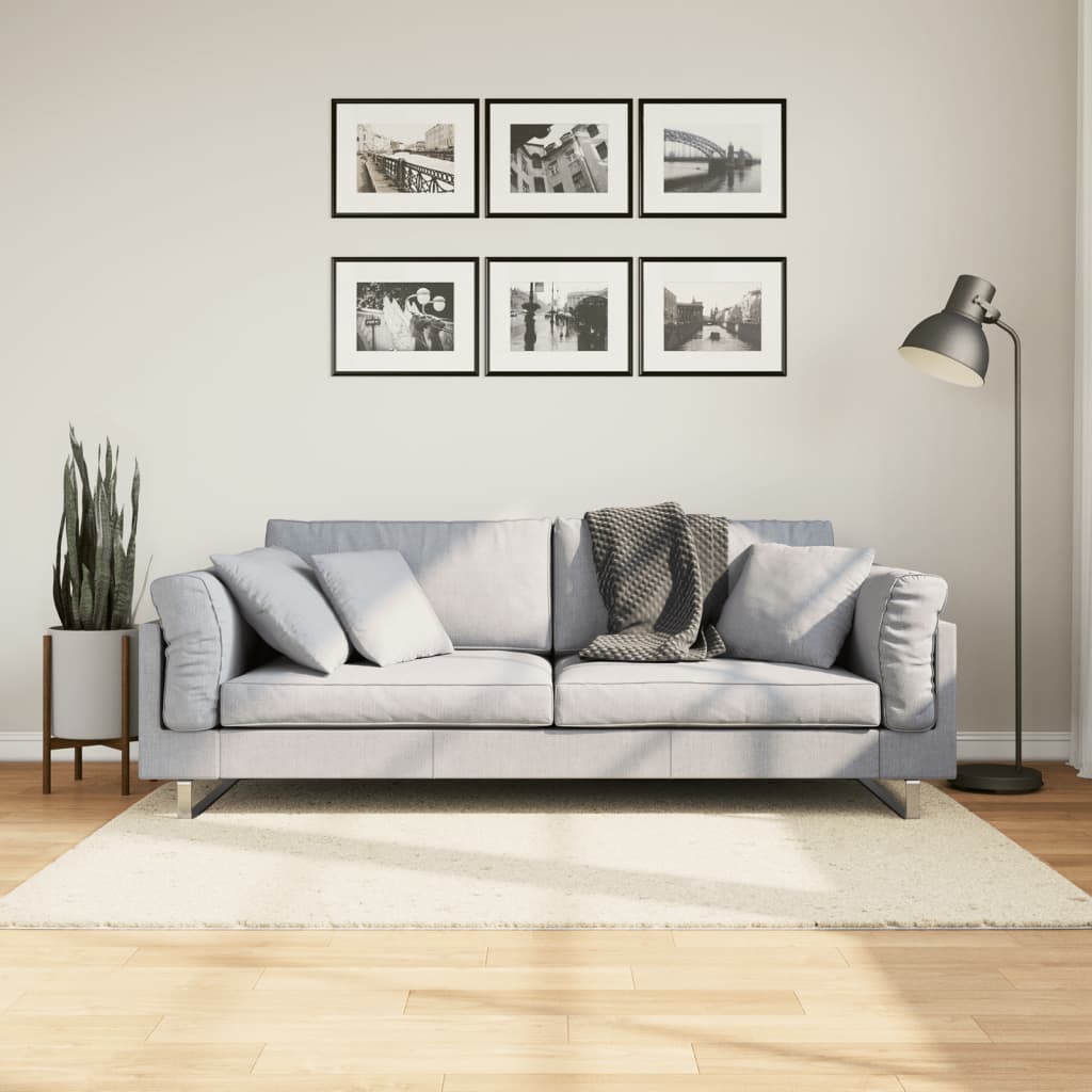 VidaXL tapis oviedo poils ras 120x170 cm beige