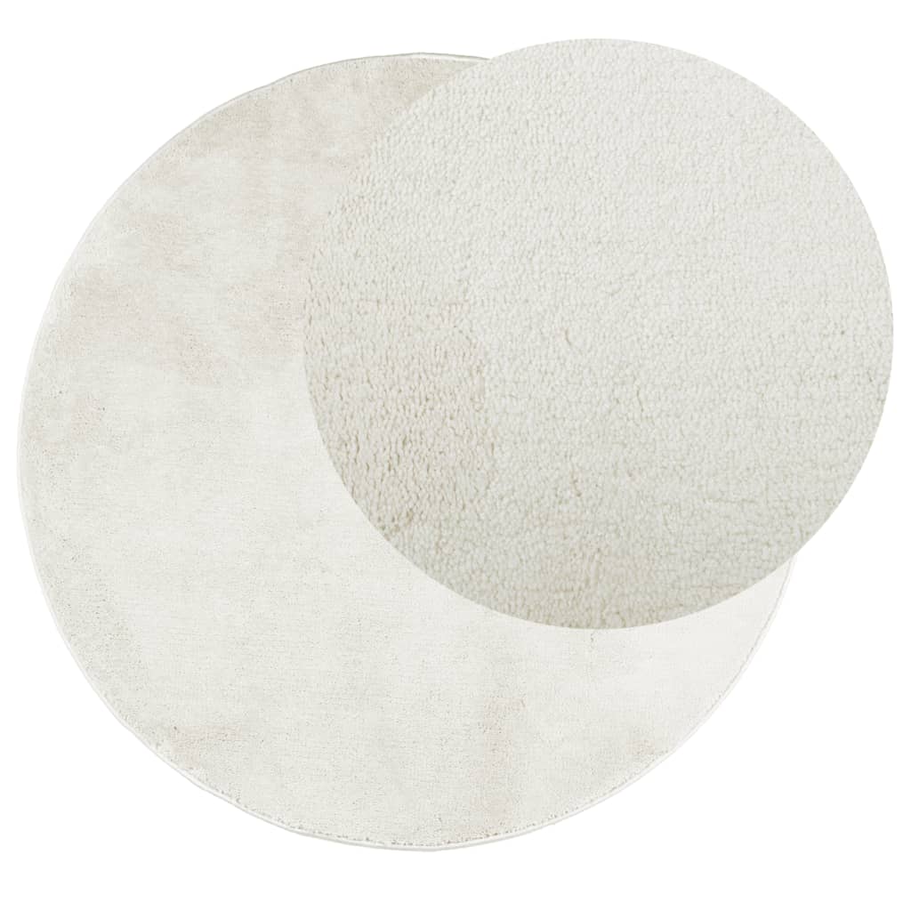 Vidaxl Rug Oviedo Low -Pile Ø 80 cm creme -farvet