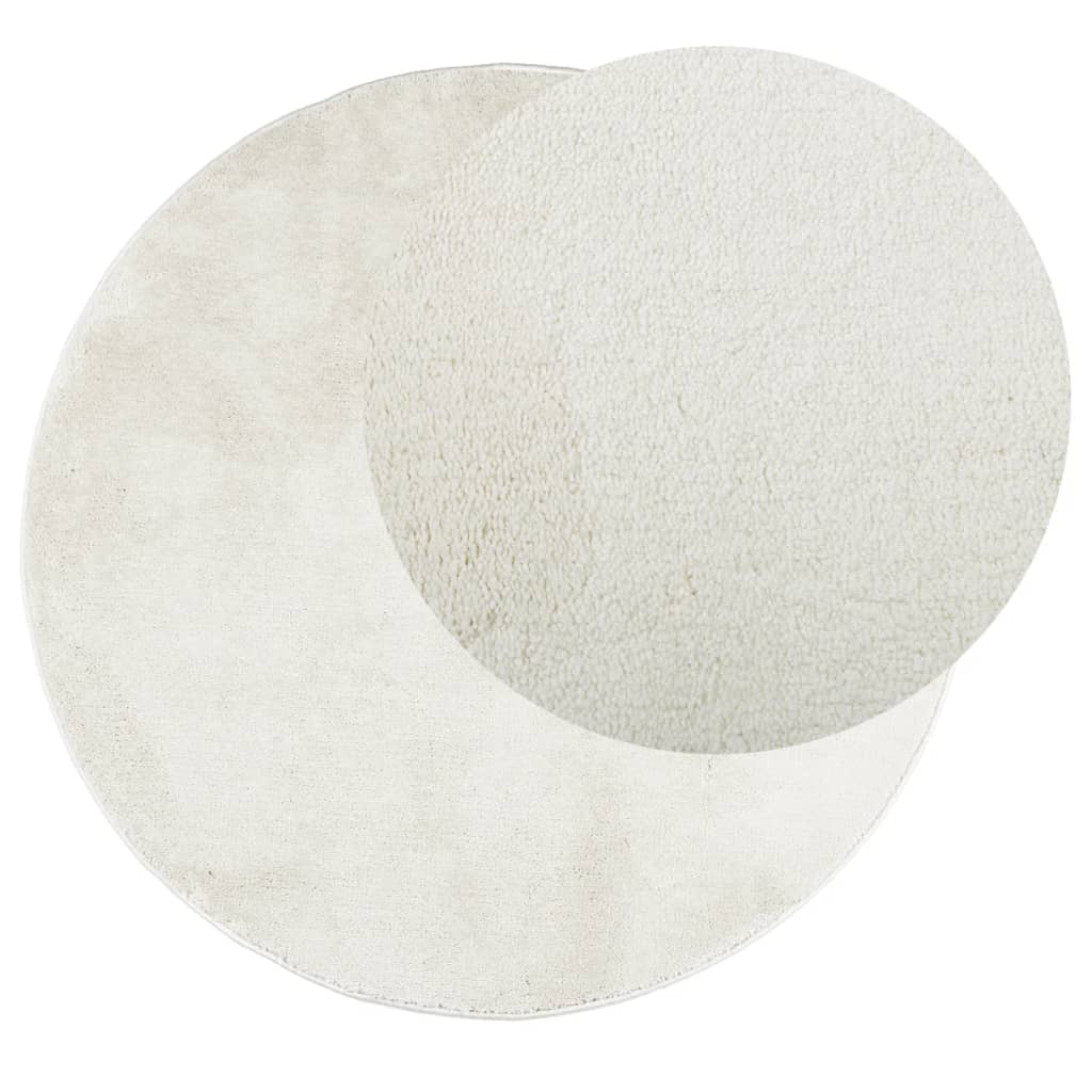 Vidaxl -mattan Oviedo Low -Pile Ø 120 cm Cream -Colored