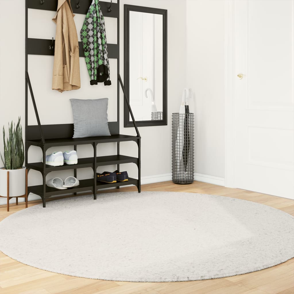 VidaXL Tapis OVIEDO poils courts Ø 200 cm crème