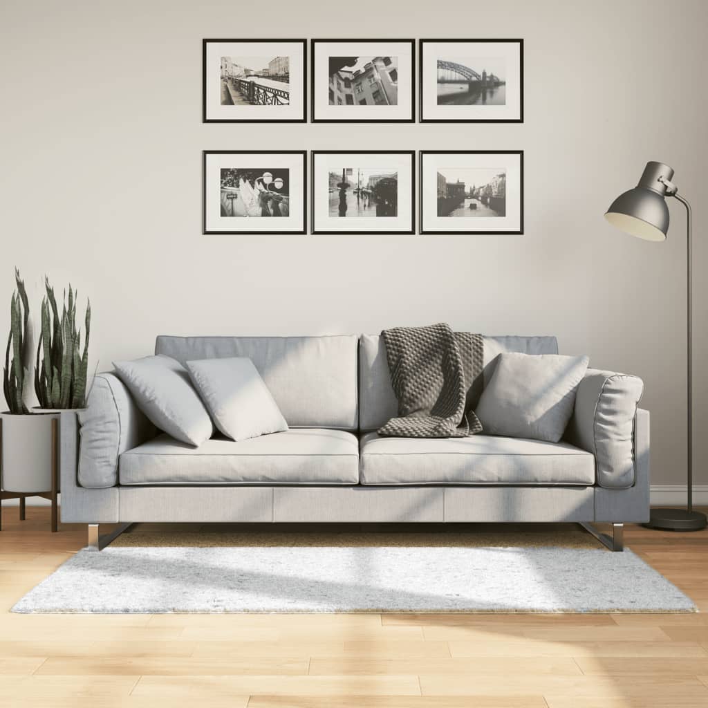VidaXL tapis oviedo poils ras 80x150 cm gris