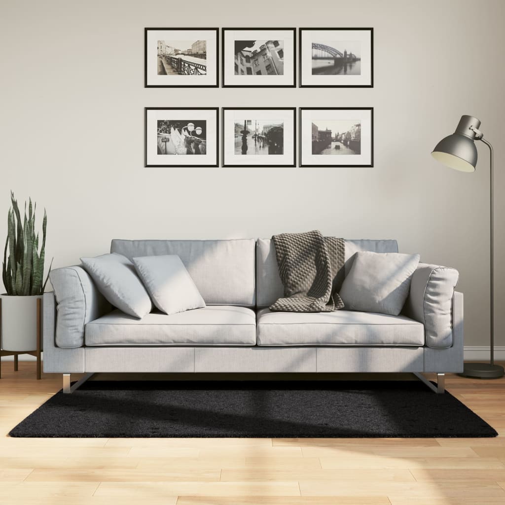 Vidaxx tapis oviedo poils ras 80x150 cm noir