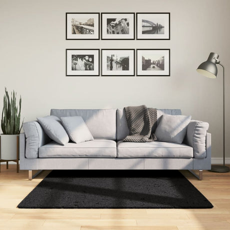 VidaXL Tapis OVIEDO poils ras 120x120 cm noir
