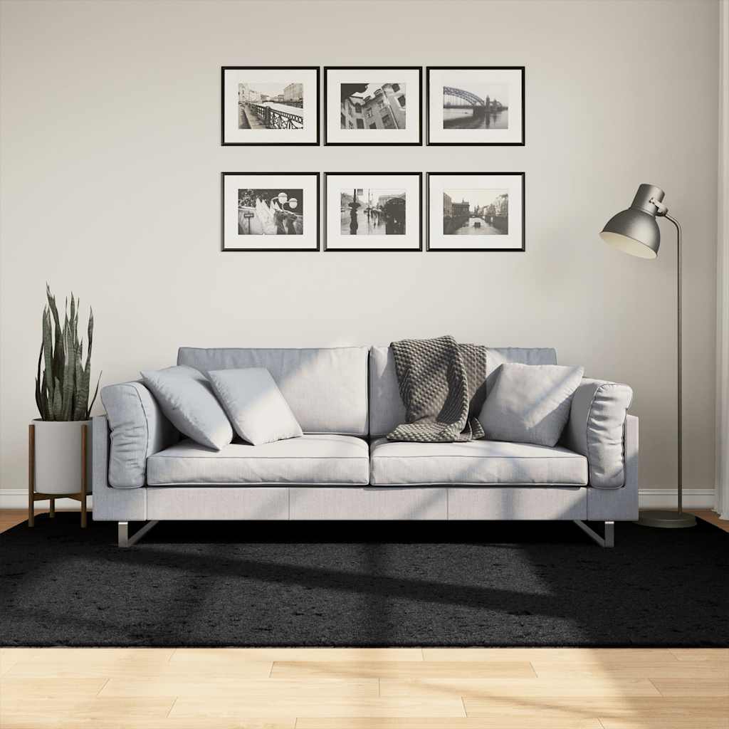 VidaXL tapis oviedo poils ras 160x230 cm noir
