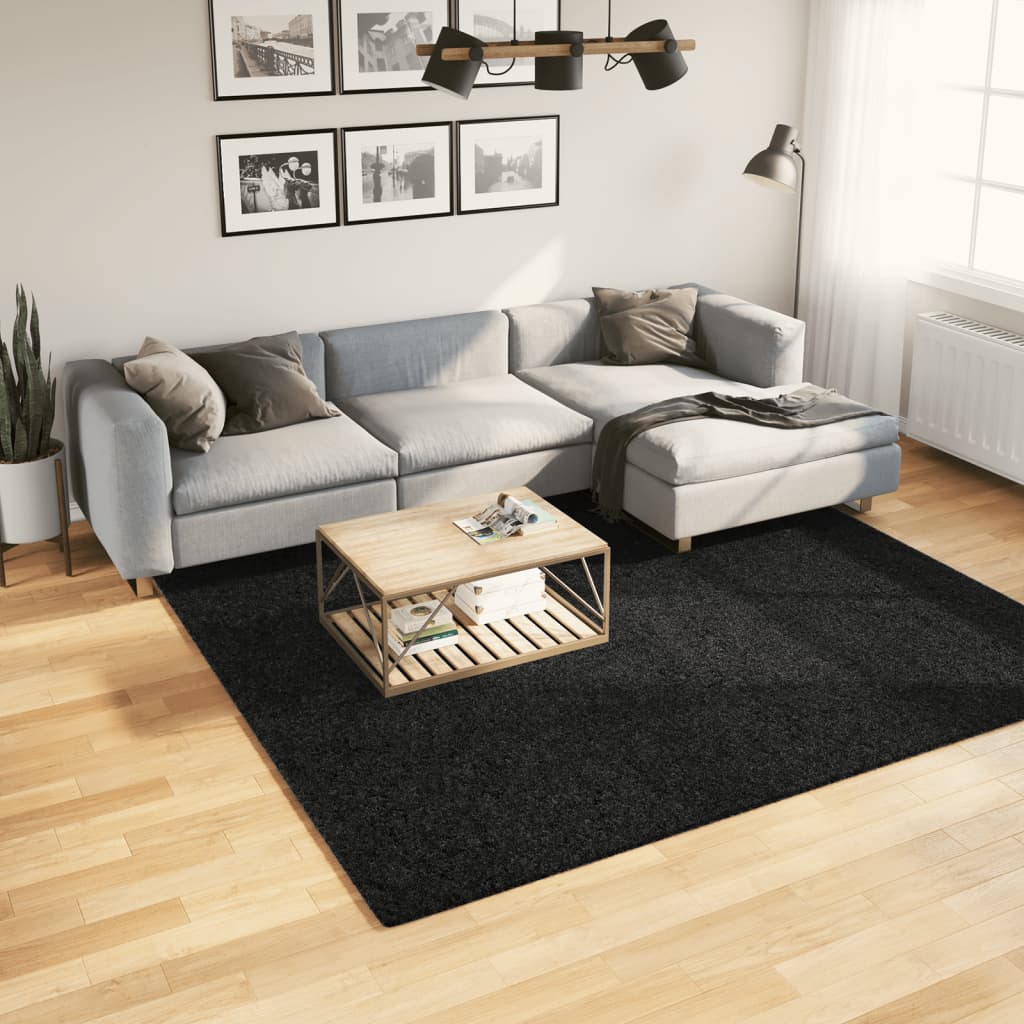 VidaXL Tapis OVIEDO poils ras 240x240 cm noir