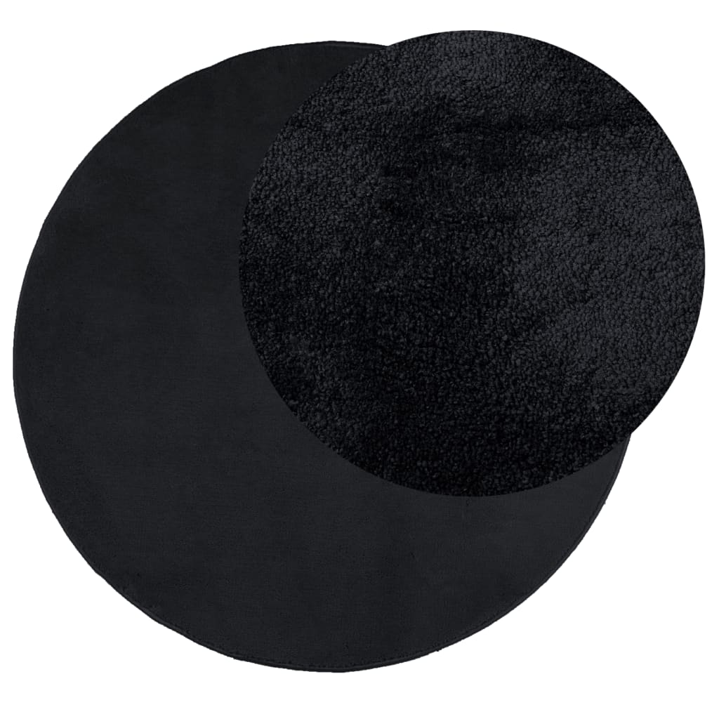 Vidaxl rug Oviedo Low -pile Ø 100 cm Black