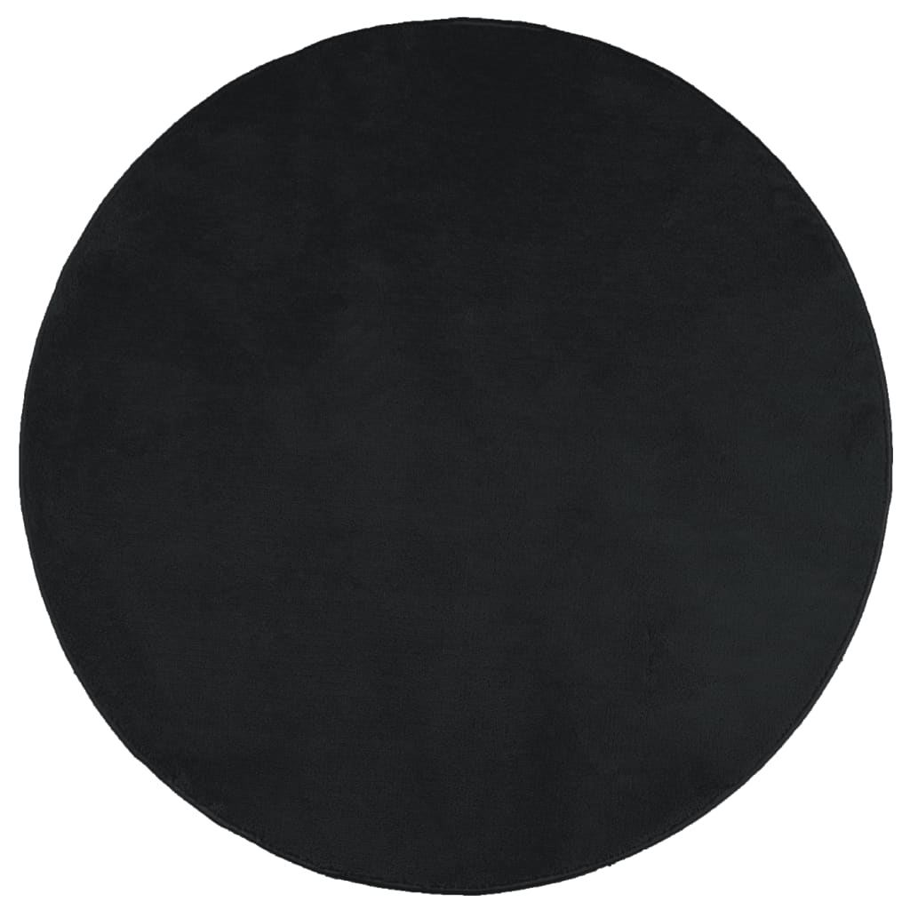 VidaXL Tapis OVIEDO poils ras Ø 160 cm noir