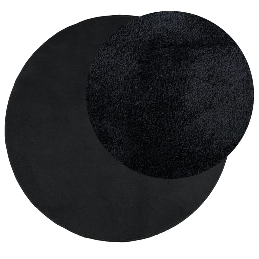VidaXL Tapis OVIEDO poils ras Ø 160 cm noir