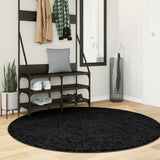 VidaXL Tapis OVIEDO poils ras Ø 160 cm noir