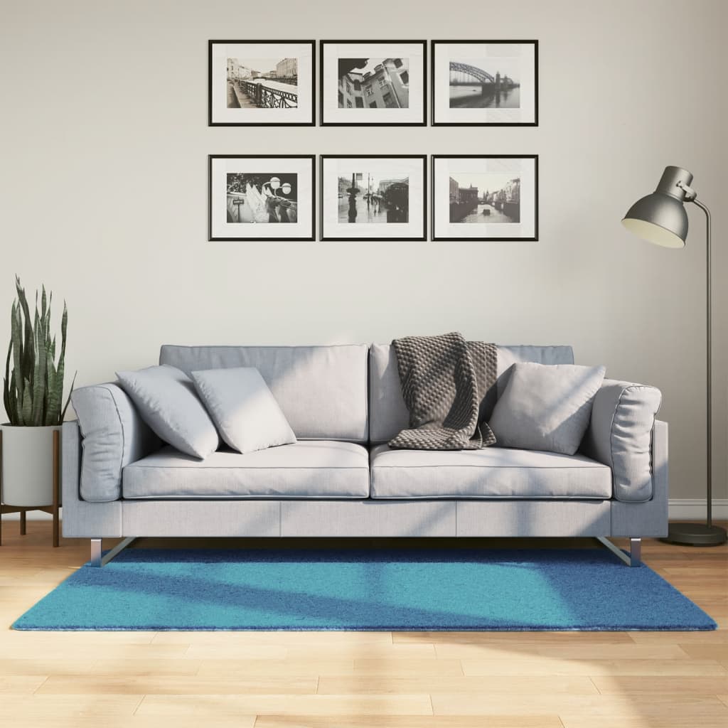 VidaXL tapis oviedo poils ras 80x150 cm turquoise