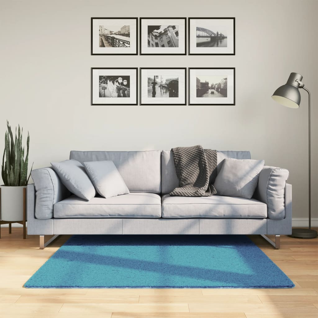 VidaXL tapis oviedo poils courts 120x120 cm turquoise