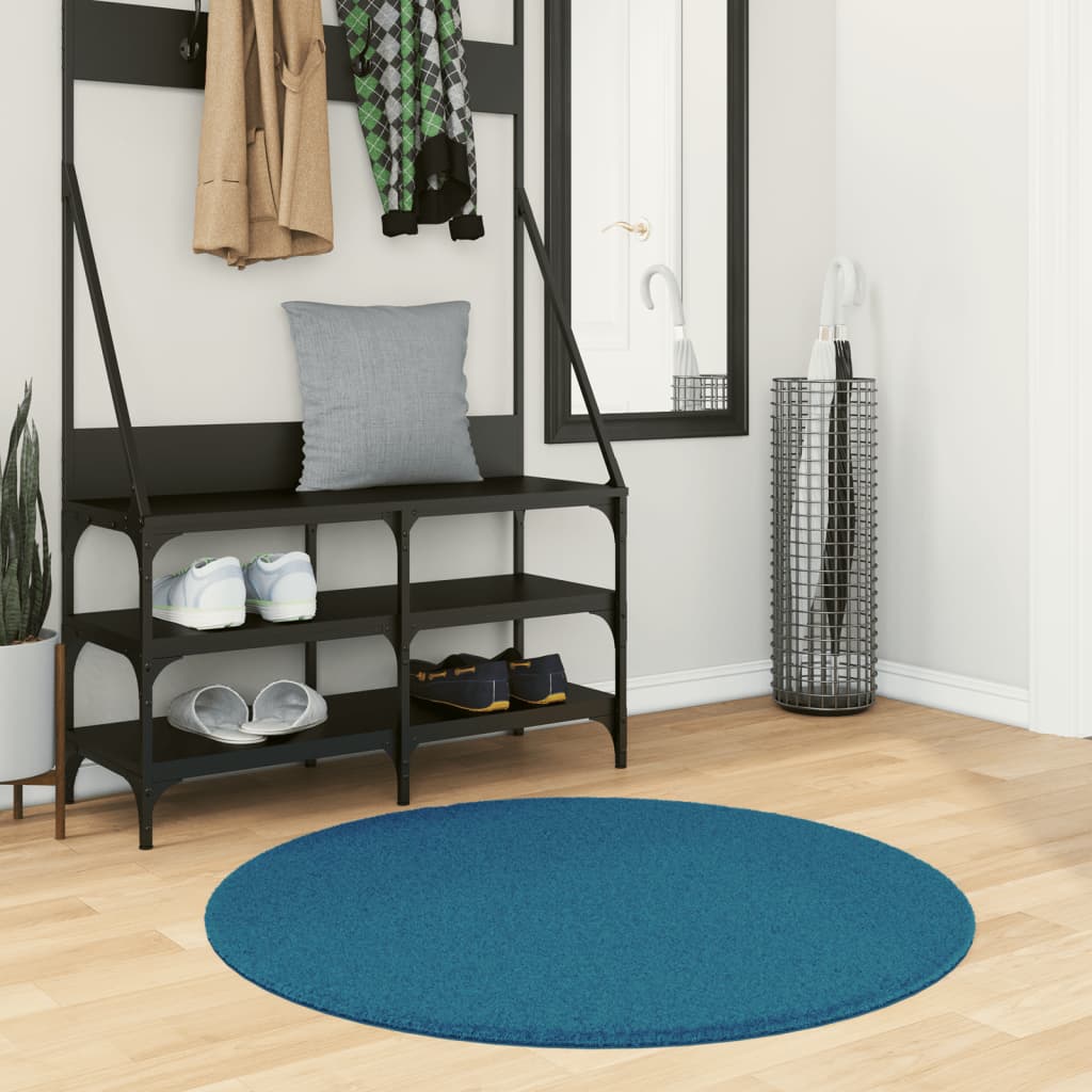 Vidaxl Rug Oviedo Low -Pile Ø 100 cm Turquoise