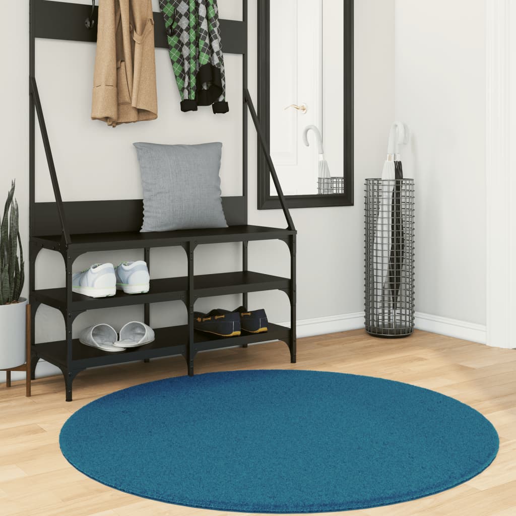 Vidaxl Rug Oviedo Low -Pile Ø 120 cm Turquoise