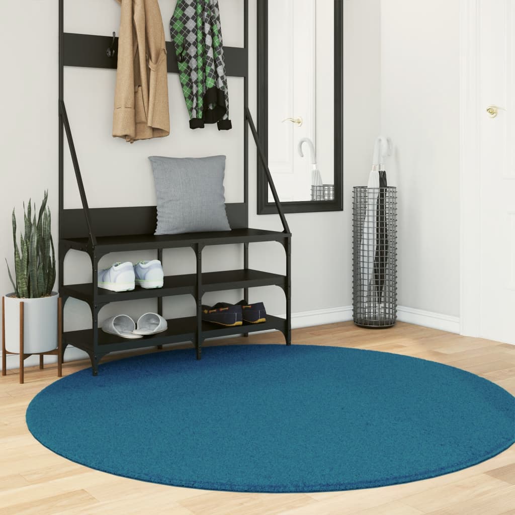 VidaXL Tapis OVIEDO poils courts Ø 160 cm turquoise