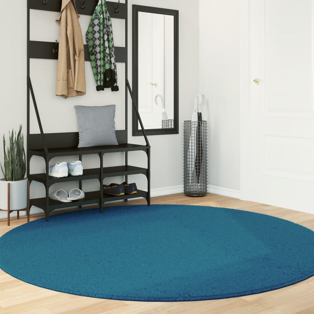 Vidaxl Rug Oviedo Low -Pile Ø 200 cm Turquoise