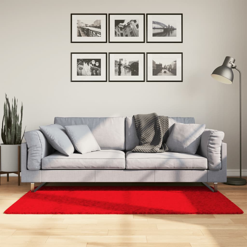 VidaXL tapis oviedo poils ras 80x150 cm rouge
