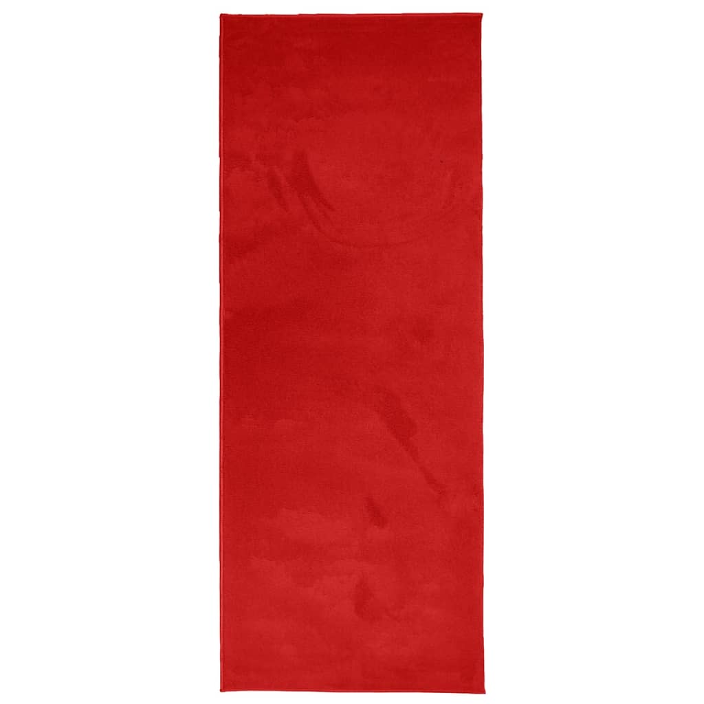 VidaXL tapis oviedo poils ras 80x200 cm rouge