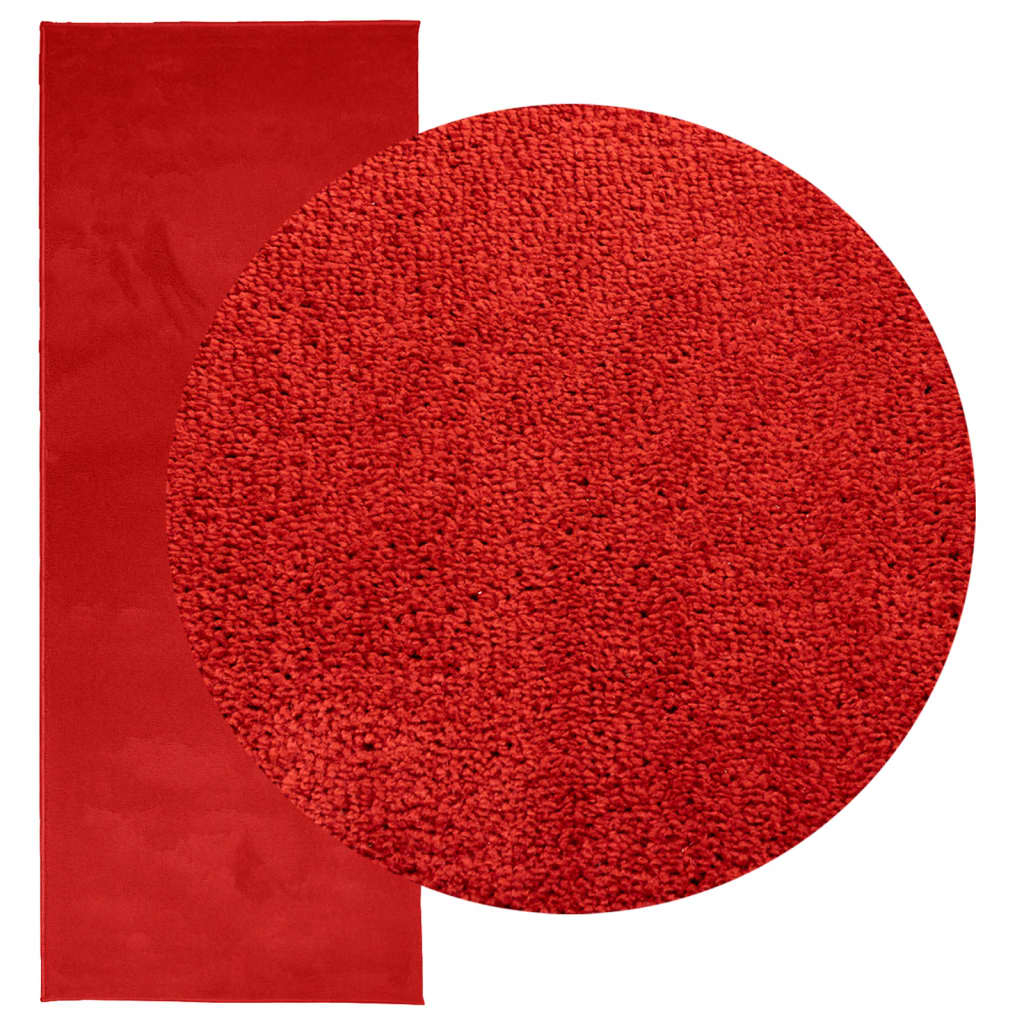 VidaXL tapis oviedo poils ras 80x200 cm rouge