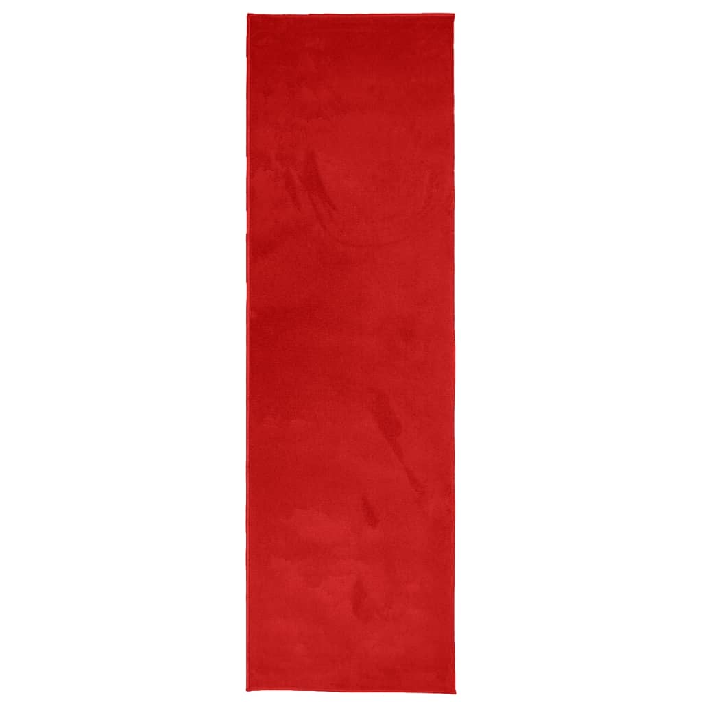 VidaXL tapis oviedo poils ras 80x250 cm rouge