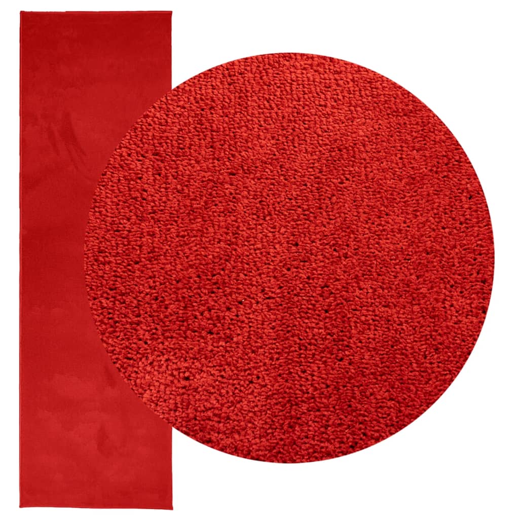 VidaXL tapis oviedo poils ras 80x250 cm rouge