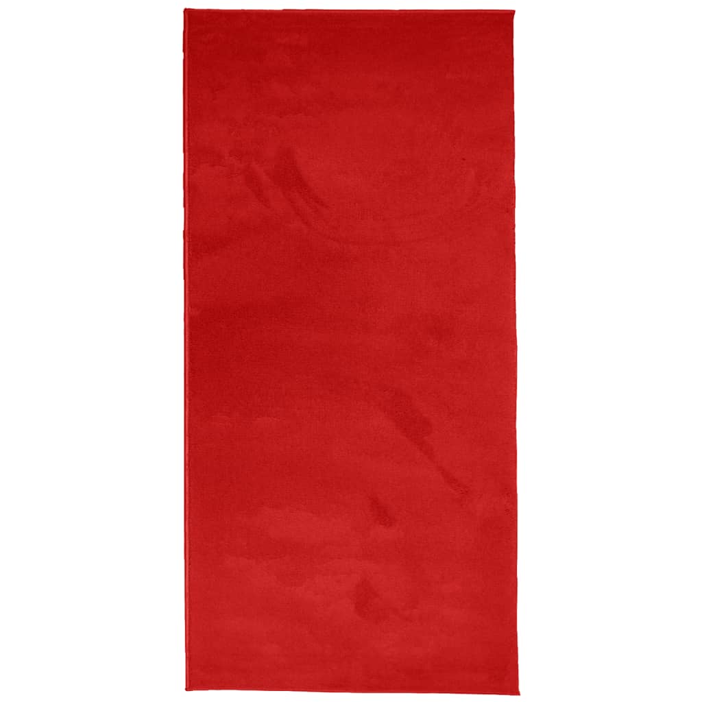 VidaXL tapis oviedo poils ras 100x200 cm rouge