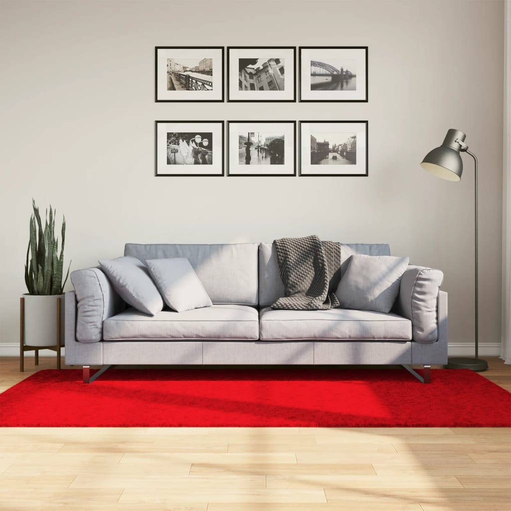VidaXL tapis oviedo poils ras 100x200 cm rouge