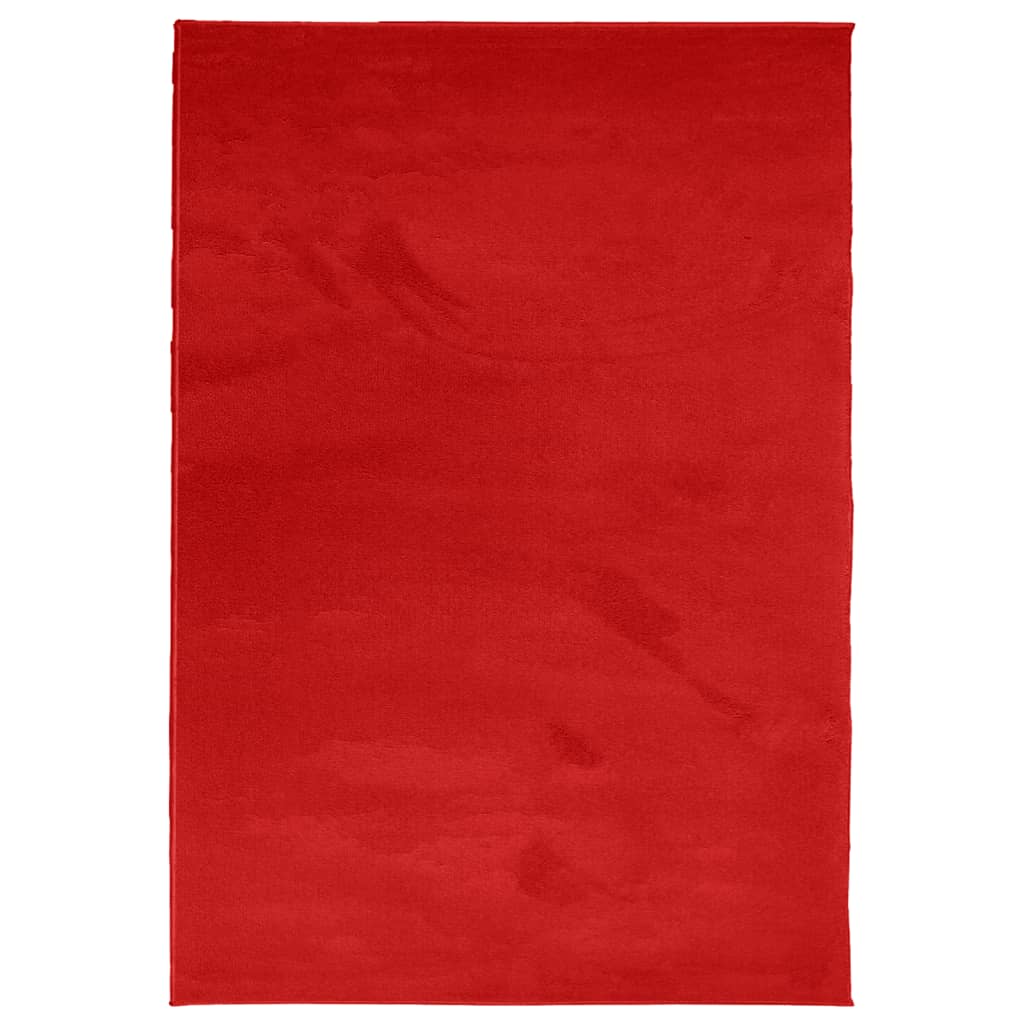 VidaXL tapis oviedo poils ras 120x170 cm rouge