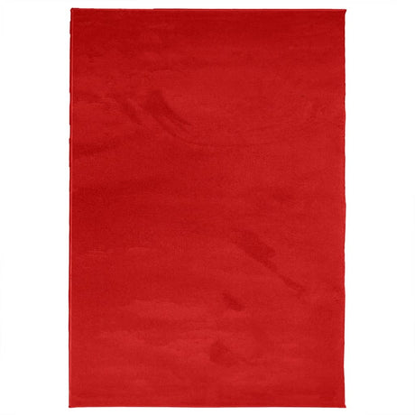 VidaXL tapis oviedo poils ras 140x200 cm rouge