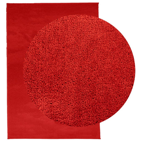 VidaXL tapis oviedo poils ras 140x200 cm rouge