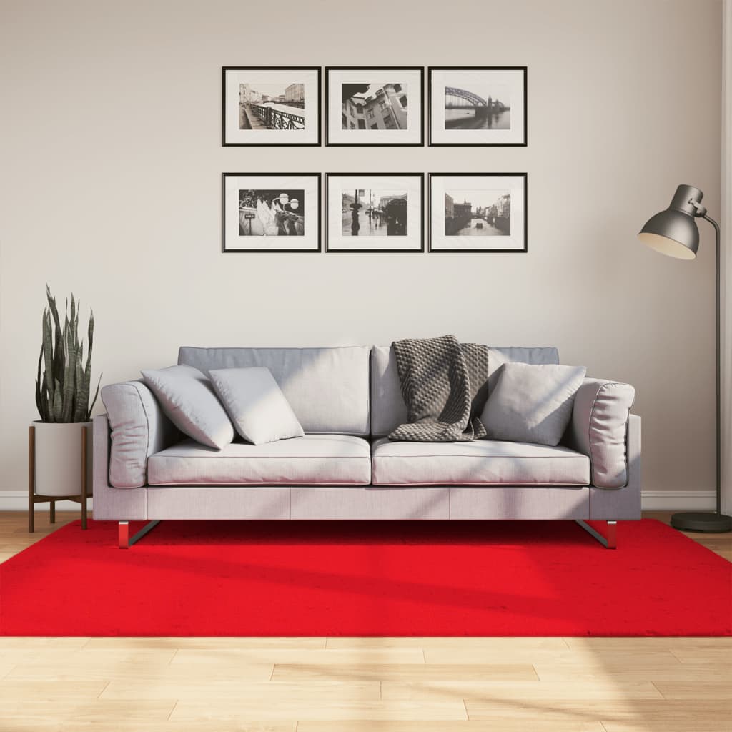 VIDAXL RAG OVIDO LOW -PILE 140X200 CM ROSSO