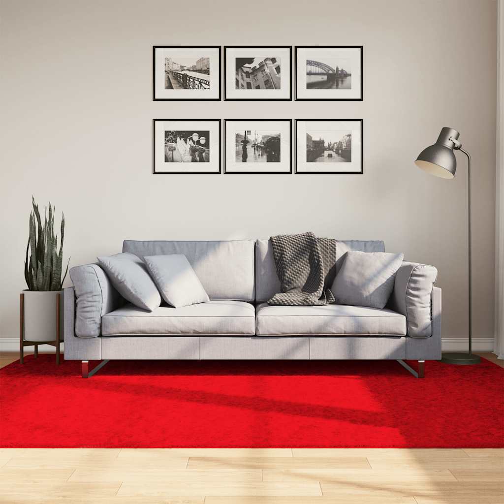 VidaXL tapis oviedo poils ras 160x230 cm rouge